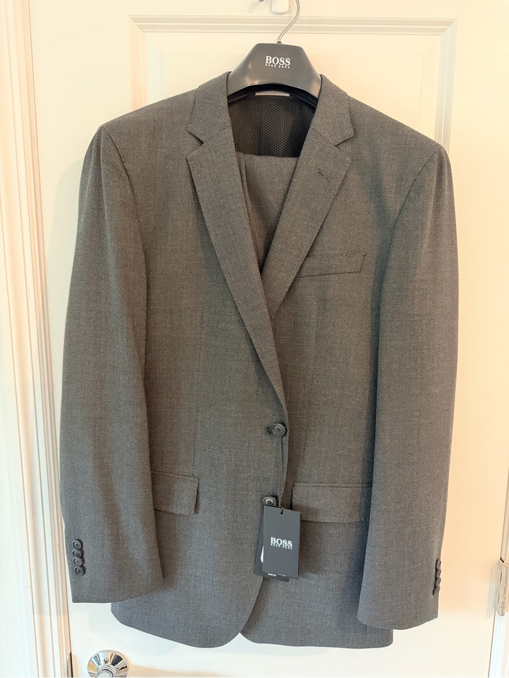 Boss Men's Gray Two-Button Suit Jacket